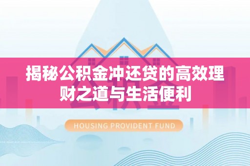 沧县揭秘公积金冲还贷的高效理财之道与生活便利