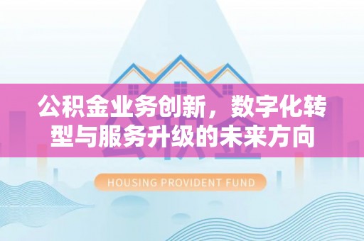 沧县公积金业务创新，数字化转型与服务升级的未来方向