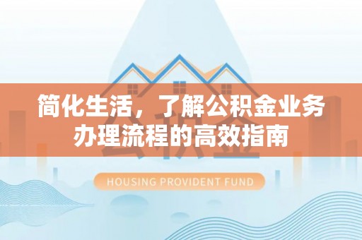 沧县简化生活，了解公积金业务办理流程的高效指南