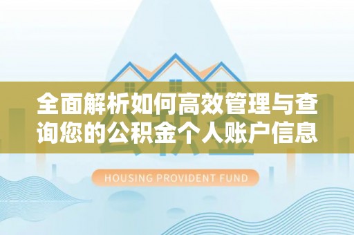 沧县全面解析如何高效管理与查询您的公积金个人账户信息