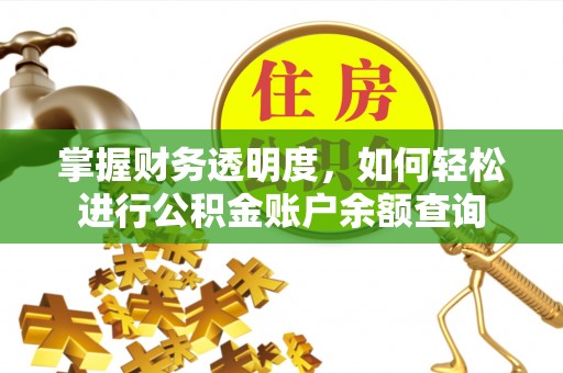 沧县掌握财务透明度，如何轻松进行公积金账户余额查询